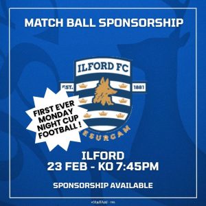Match Ball Sponsor - Ilford FC